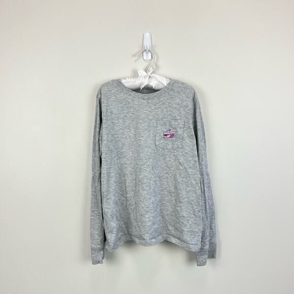 Vineyard Vines Girls Snowboard Whale Long Sleeve Pocket Tee Small 7-8 - Picture 1 of 8
